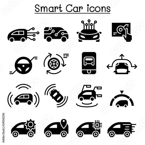 Smart car icons set
