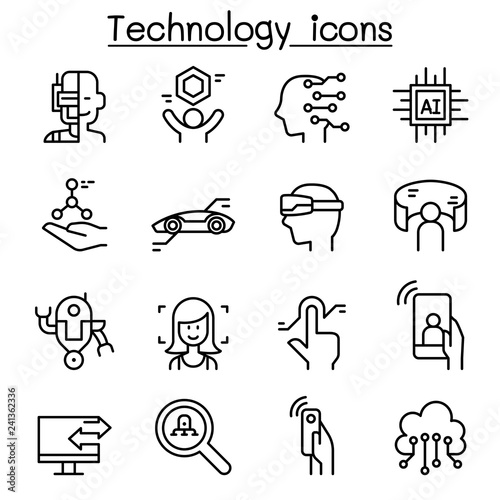 New Technology icon set in thin line style