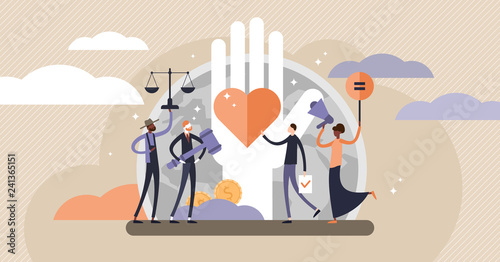 Human rights vector illustration. Tiny equal and variety persons concept. photo