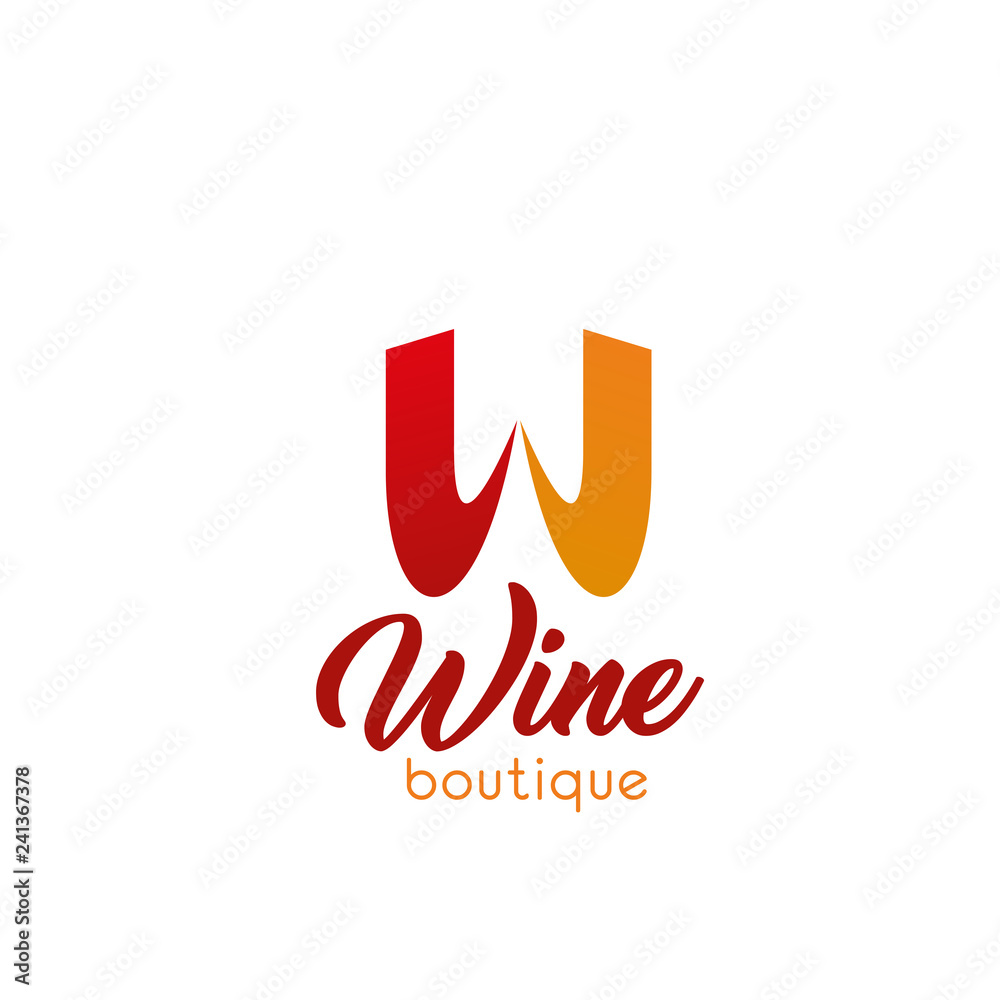 W letter vector icon for wine boutique