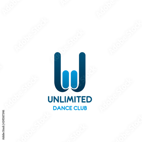 W letter vector dance club icon template