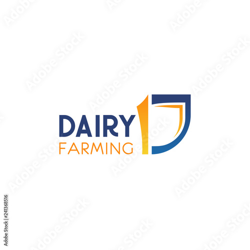 D letter vector icon for dairy farming