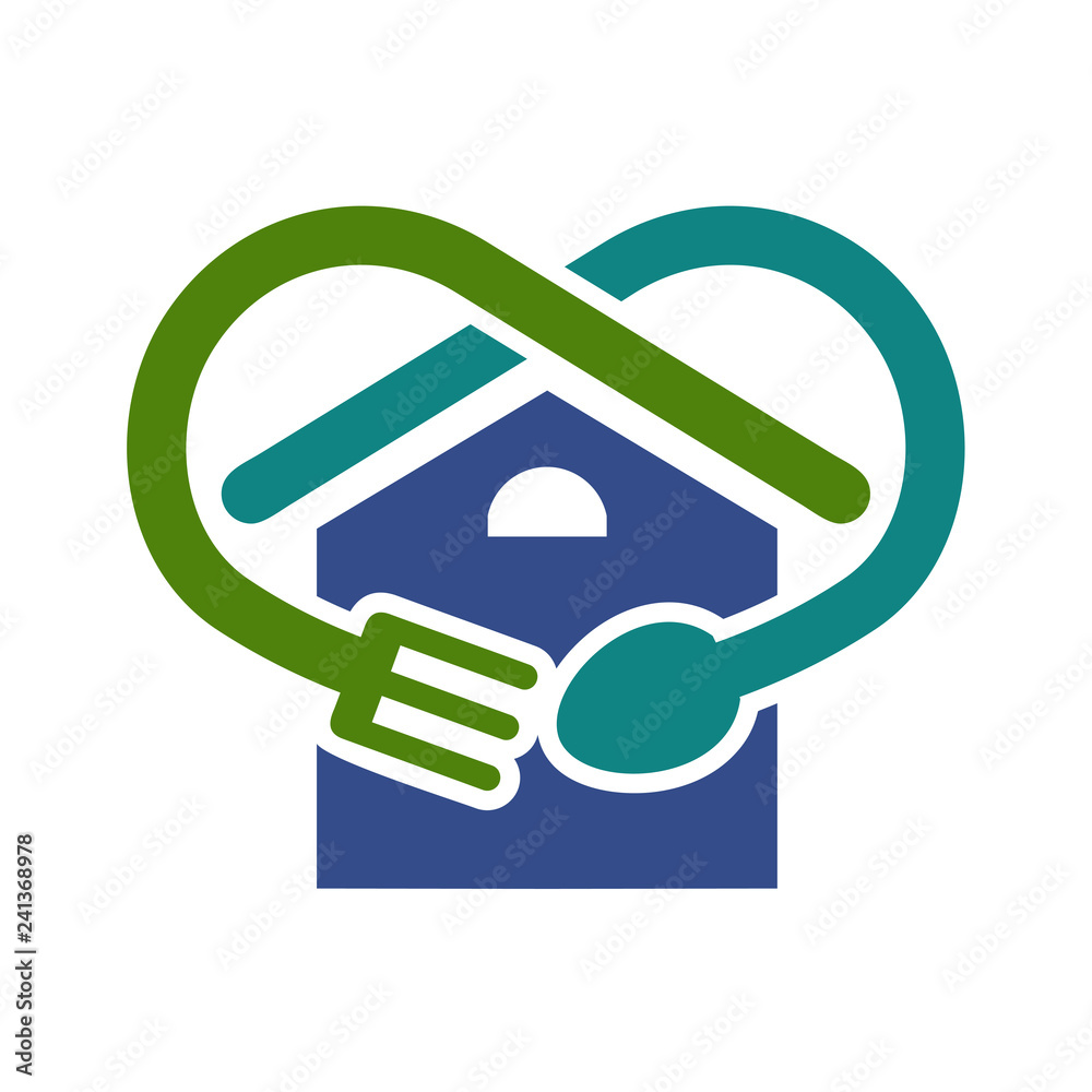 house with spoon and fork logo house with spoon and fork logo