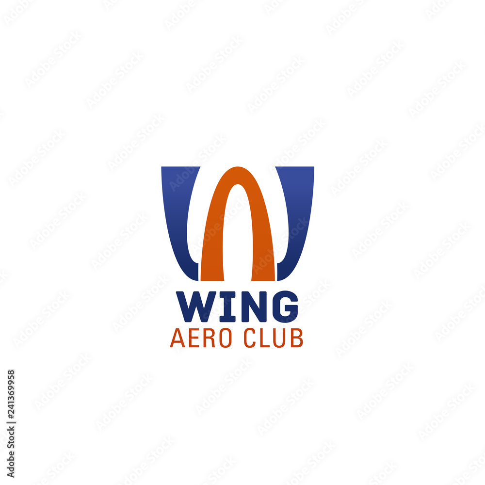 Vector W letter icon for aero club