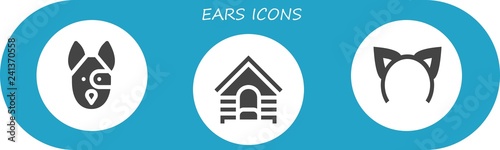 Vector icons pack of 3 filled ears icons