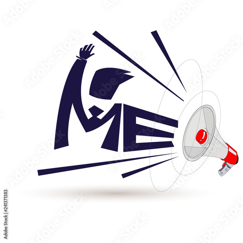 megaphone with "Me" message or typographic - vector