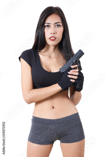 woman and gun