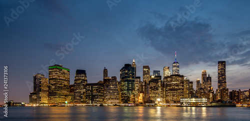 Lower Manhattan Skyline at Dusk shot from Brooklyn Bridge Park © Dave