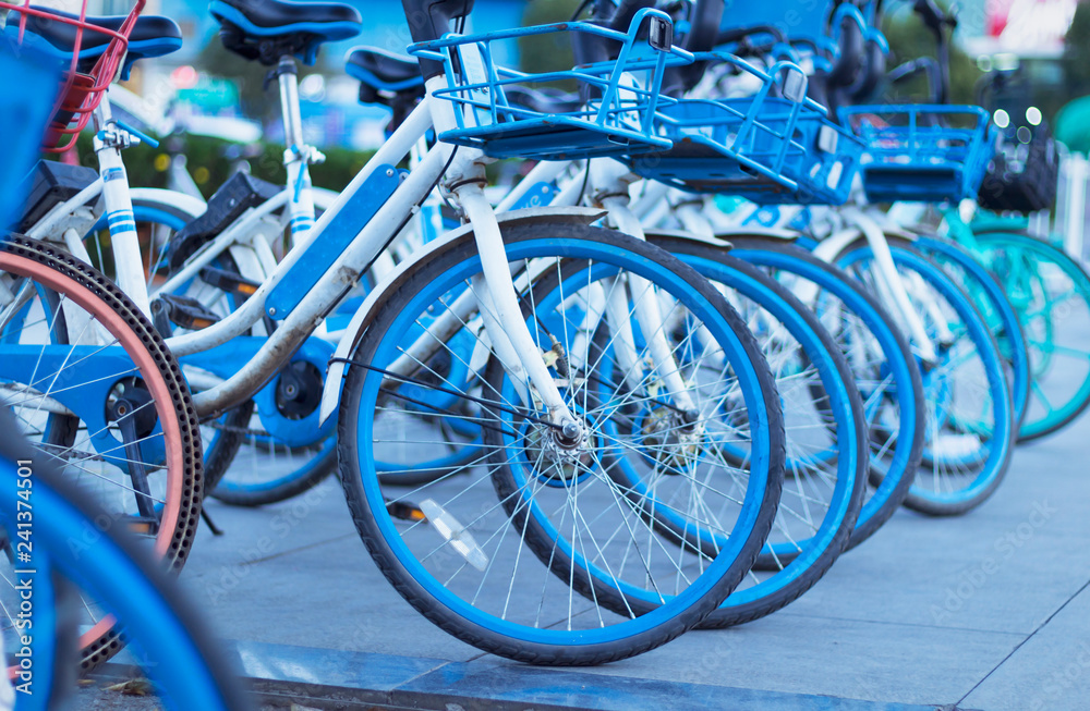 Shared bicycle concept: sharing bicycles into urban garbage Shared bicycle concept: sharing bicycles into urban garbage