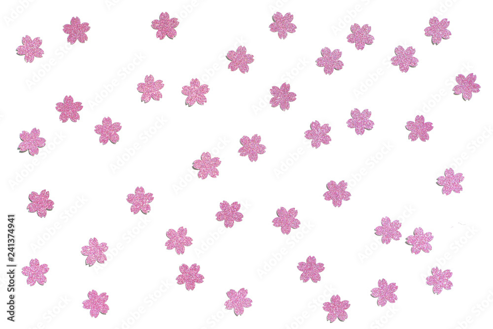 Pink glitter flower paper cut background - isolated