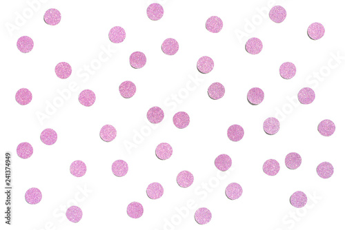 Pink glitter dot confetti paper cut background - isolated