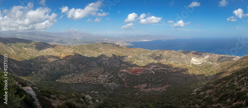 Agios Nikolaos, Crete - 09 29 2018: Moni Faneromenis Monastery. Panorramic view of Mirabello Bay photo