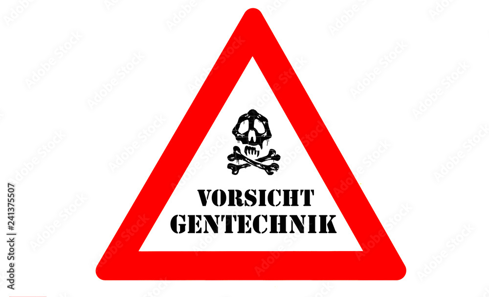 Gentechnik Warnschild mit Totenkopf Gentechnik Warnschild mit Totenkopf