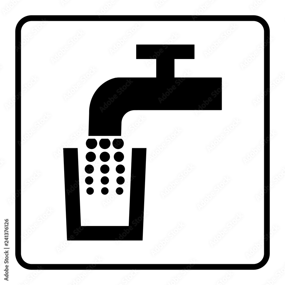 gz252 GrafikZeichnung - nmss36 NewModernSanitarySign nmss - german:  Trinkwasser / Wasserglas (Wasserhahn) - Piktogramm - english: drinking  water / water glass (water tap) pictogram - xxl g6971 Stock Illustration |  Adobe Stock