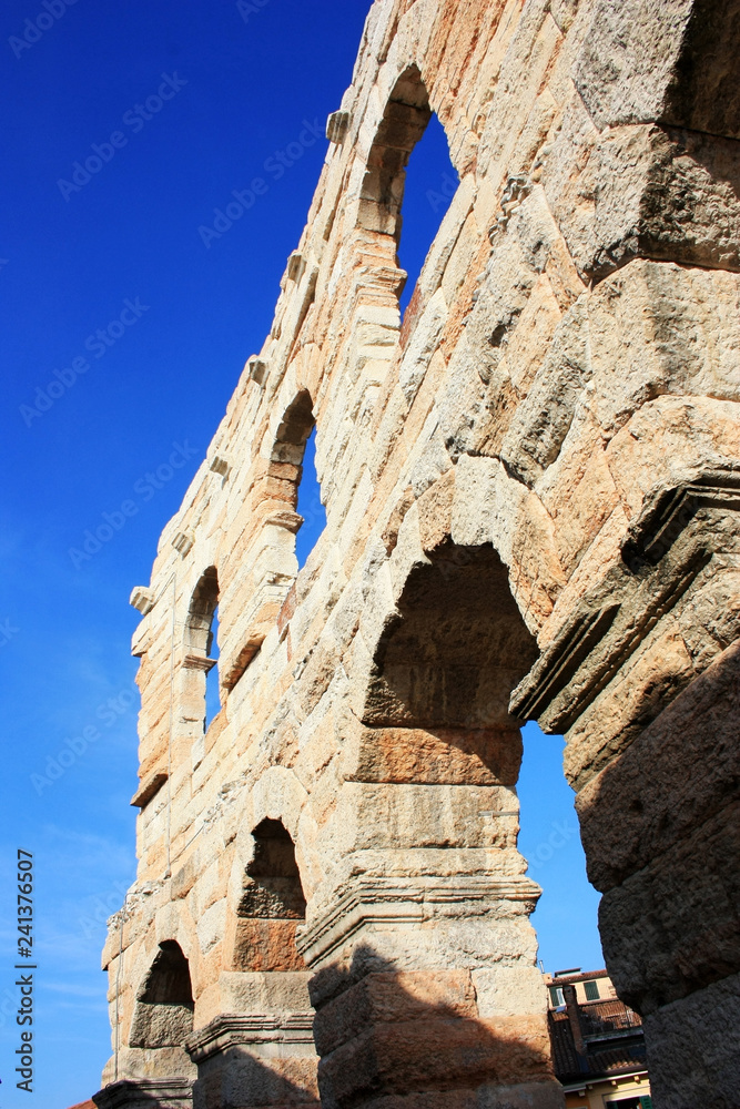 Arches of the amphitheater in Verona, Italy