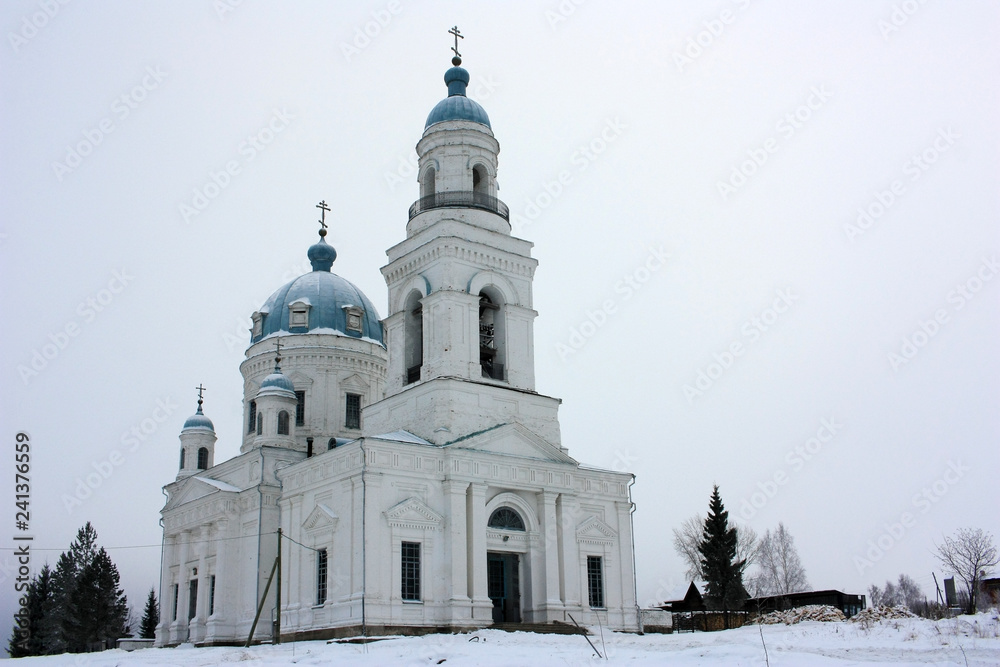 Orthodox church in the snow