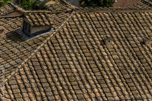 Antique tile roof on the house