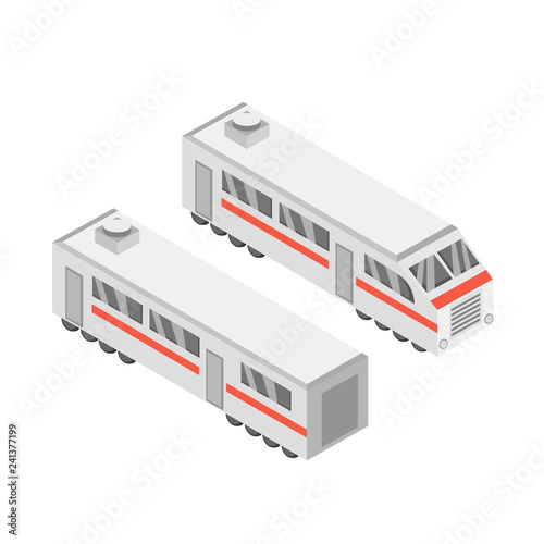 Train Locomotive or Wagon Vector Isometric Illustration