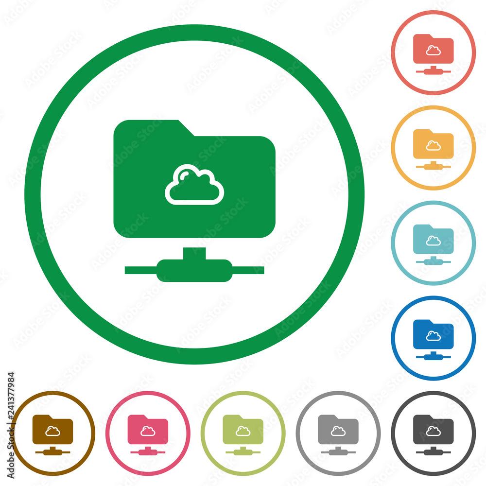 Cloud FTP flat icons with outlines Cloud FTP flat icons with outlines
