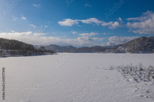 Hokkaido Town Numata Lake Horopiri in winter