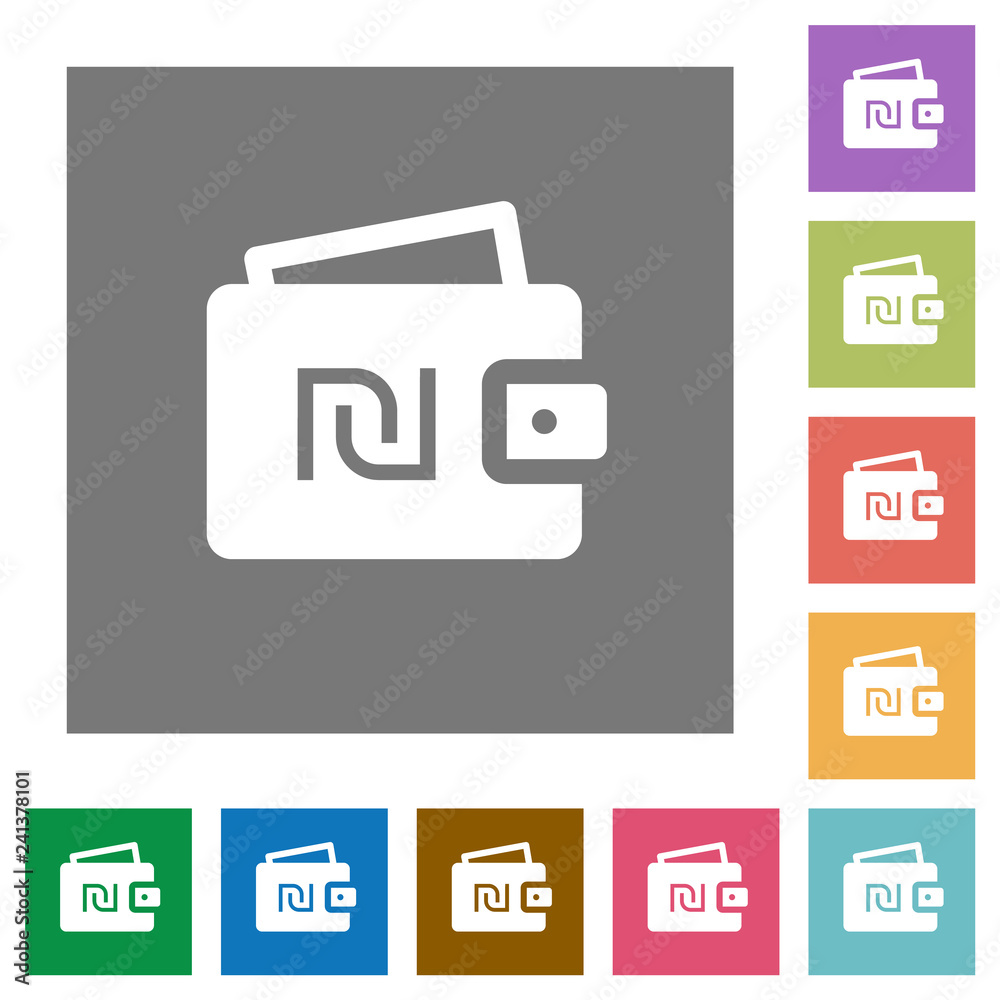 Israeli new Shekel wallet square flat icons Israeli new Shekel wallet square flat icons
