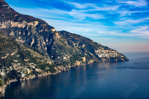 Landscape Positano bay, from Amalfi Coast Italy