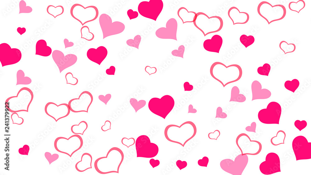 Happy background. Red on White background Vector. Red hearts of confetti are falling. Design element for wallpaper, textiles, packaging, printing, holiday invitation for Valentine's Day. Happy background. Red on White background Vector. Red hearts of confetti are falling. Design element for wallpaper, textiles, packaging, printing, holiday invitation for Valentine's Day.