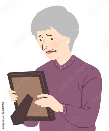 Senior Woman Cry Illustration