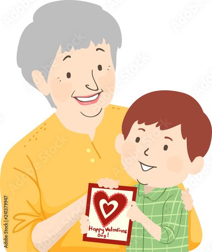 Senior Woman Kid Boy Card V...