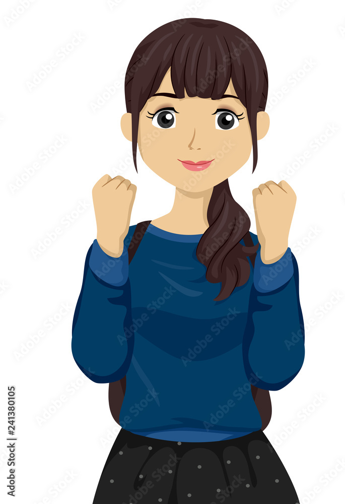 Teen Girl Fighting Hand Pose Illustration Teen Girl Fighting Hand Pose Illustration