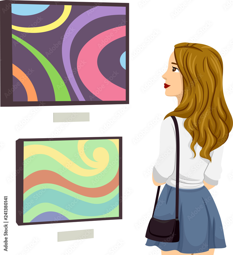 Teen Girl Painting Exhibit Illustration Teen Girl Painting Exhibit Illustration