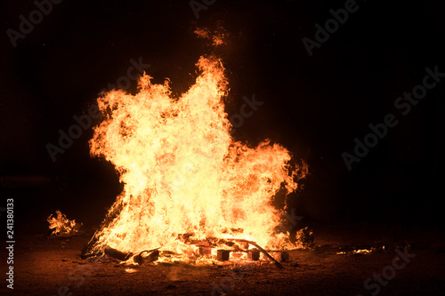 Bonfire at Jewish holiday of Lag Baomer, the day of commemorate the death of Rabbi Shimon Bar Yochai photo