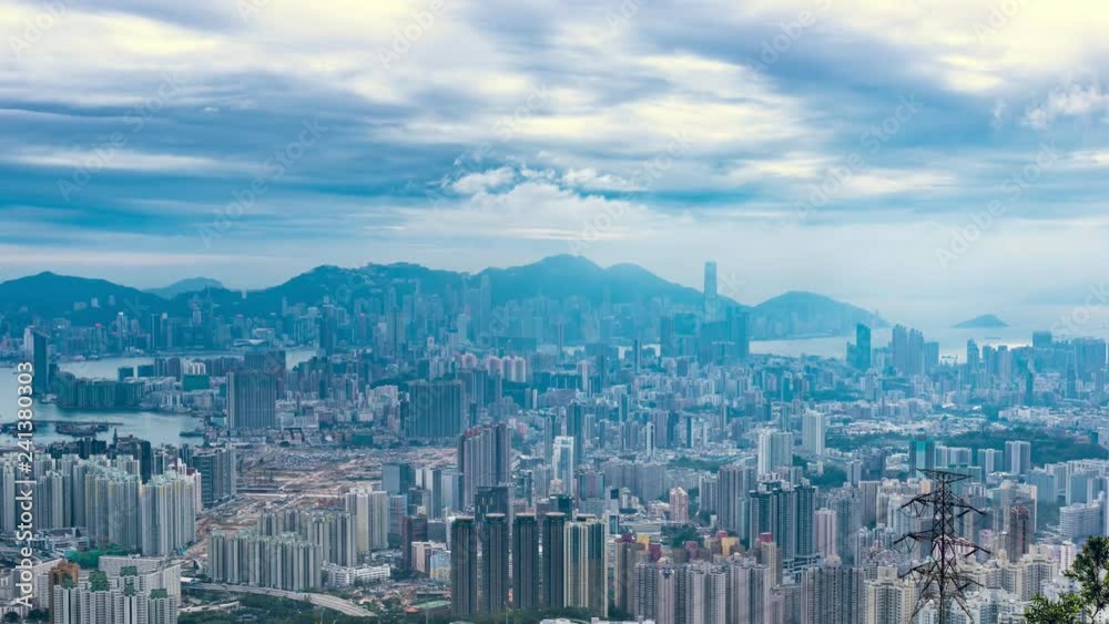 Hong Kong cityscape skyline view from Kowloon peak - time lapse Hong Kong cityscape skyline view from Kowloon peak - time lapse