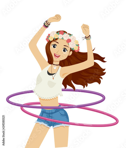 Teen Girl Hula Hoop Illustration