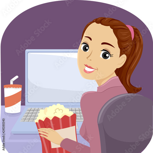 Teen Girl Laptop Movie Nigh...