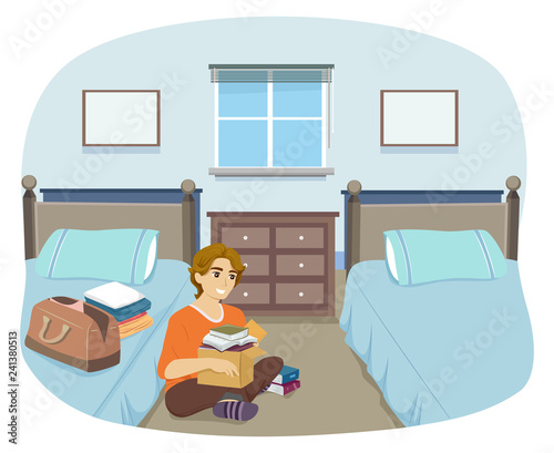 Teen Guy Dorm Room Illustration