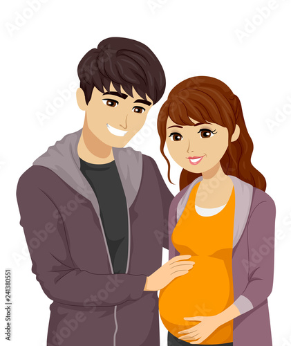 Teens Couple Young Parents Pregnant Illustration