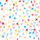 Plane, aircraft travel concept. Seamless vector EPS 10 pattern