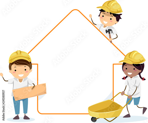 Stickman Kids House Construction Volunteer