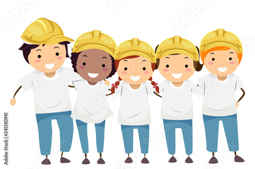 Stickman Kids House Construction Volunteers