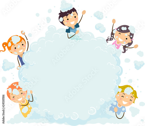 Stickman Kids Foam Party Bubble Board Illustration