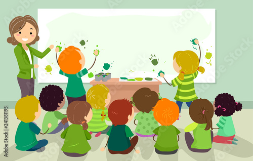 Stickman Kids German Green Color Print Activity