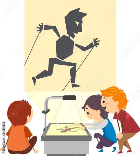 Stickman Kids Shadow Puppeteer Illustration