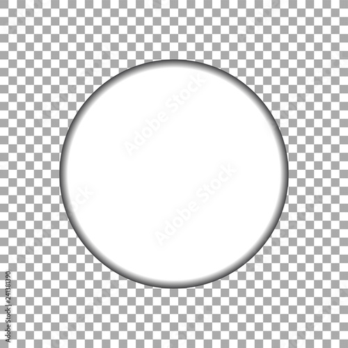 Vector paper circle sticker isolated on transparent background. Empty white paper
