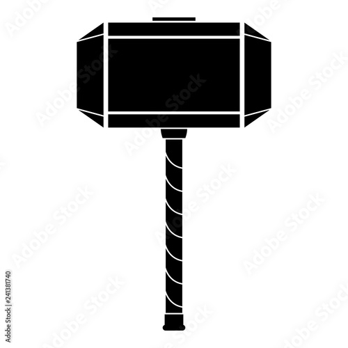 Thor's hammer Mjolnir icon black color vector illustration flat style image