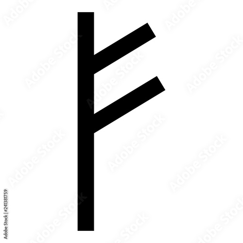 Fehu rune F symbol feoff own wealth icon black color vector illustration flat style image photo