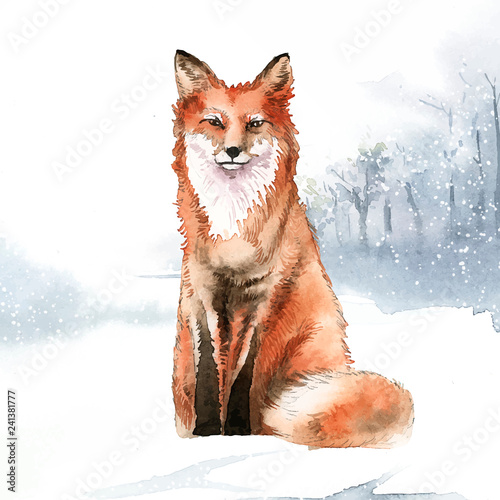 Cute fox in a cartoon style vector