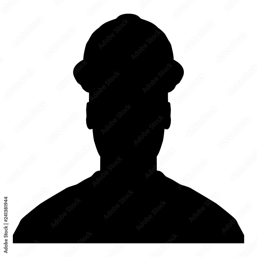 Avatar builder architect engineer in helmet view icon black color vector illustration flat style image