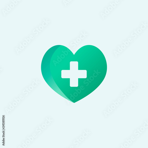 Heart with a red cross symbol vector
