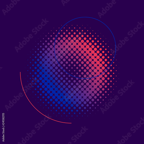 Purple and pink halftone badge vector